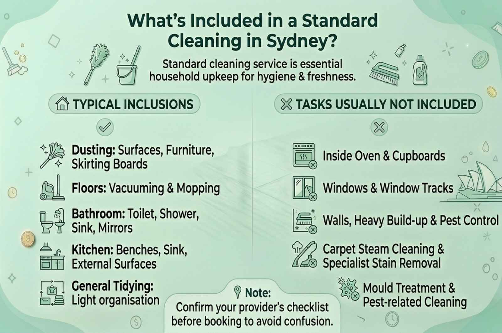 What’s Included in a Standard Cleaning in Sydney