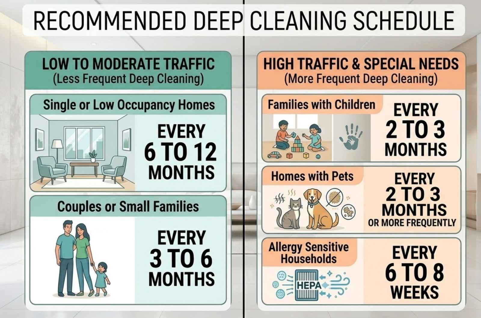 Recommended Deep Cleaning Schedule
