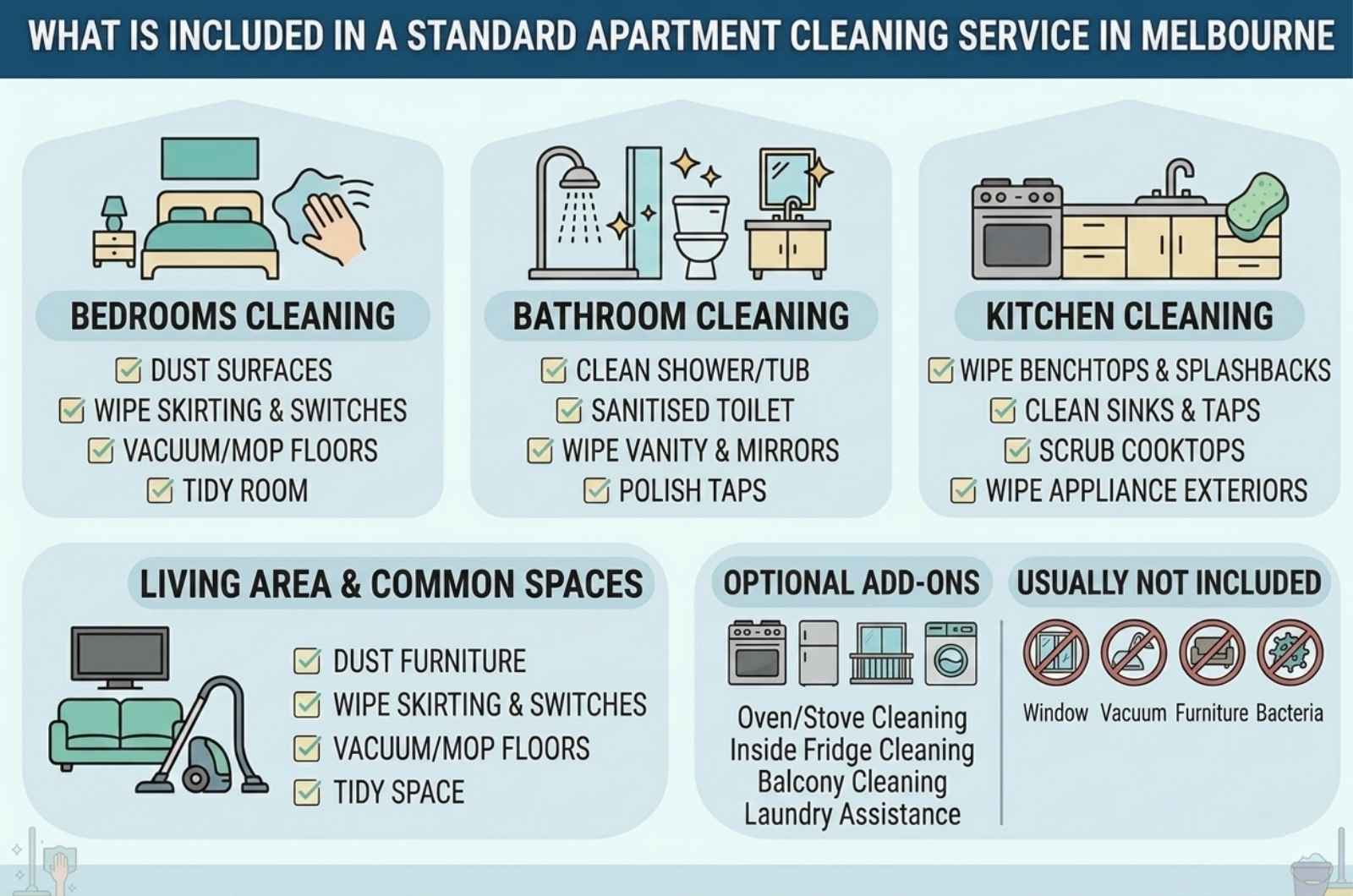 What Is Included in a Standard Apartment Cleaning Service in Melbourne