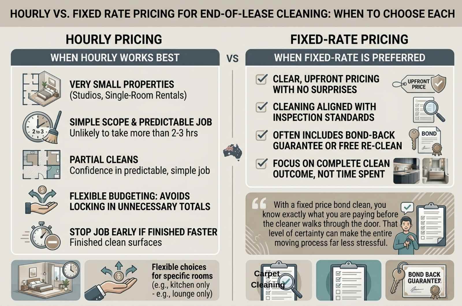When To Choose Hourly and Fixed Rate End of Lease Cleaning